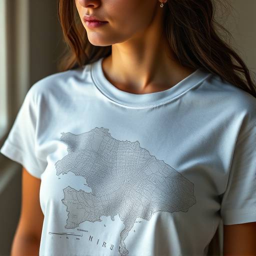 Modelo vestindo uma camiseta com o mapa estelar do Rio de Janeiro